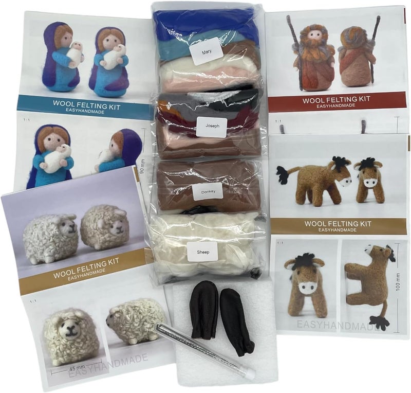 ThinkThings Nativity Felting Kits,Needle Felting kit,Gift Needle Felting Kits for Beginners,Wool Felting Doll with DIY Instruction (4PCS Kits) - Image 2